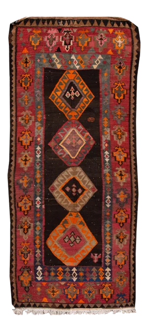 Mid-20th Century Vintage Kilim Rug 4' 10" X 11' 4''