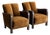 1940s Art Deco Twin Channel Club Chairs in Rust Velvet For Sale