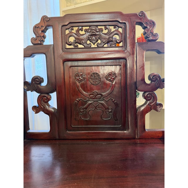 Antique Qing Dynasty Style Hand Carved Solid Rosewood Chairs a Pair For Sale - Image 4 of 12