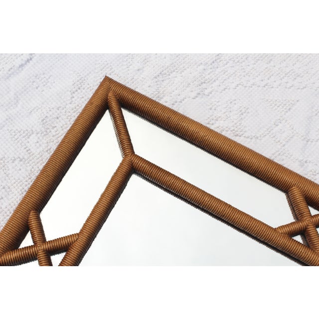 Midcentury Faux Rope Wrapped Mirror From the 1970s For Sale - Image 4 of 11