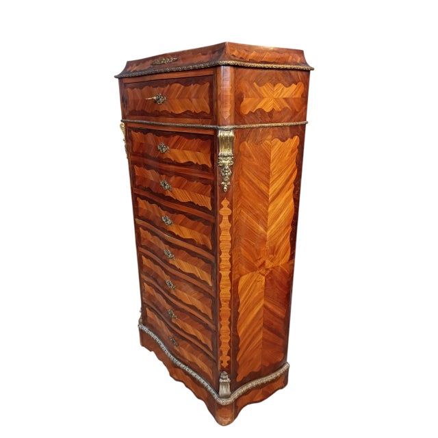 Hollywood Regency Louis XV Rococo Napoleon III French Commode, Semaniere with Secretary, 1930s For Sale - Image 3 of 17