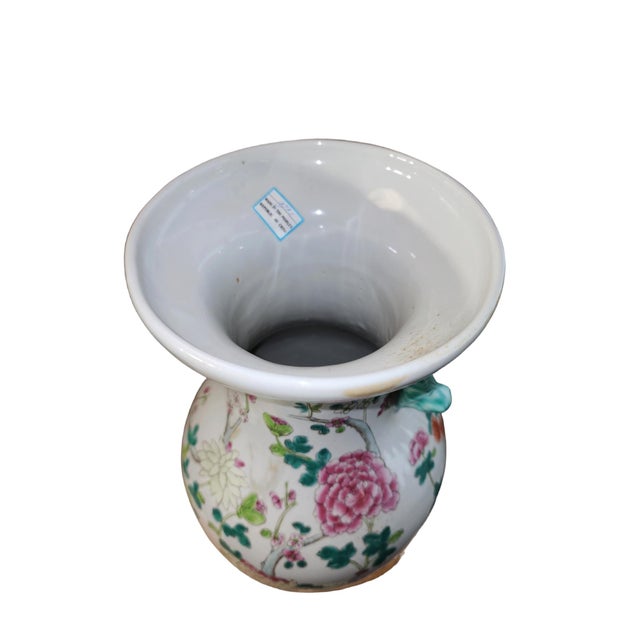 Mid 20th Century 20th Century Qianlong Famille Rose Large Floral Vase For Sale - Image 5 of 7
