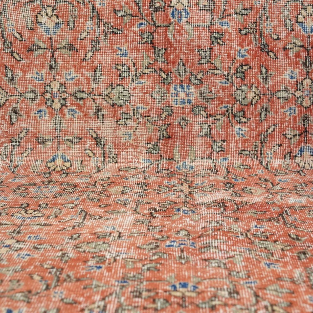1970s 1970s Vintage Turkish Oushak Handmade Wool Cotton Orange Area Rug For Sale - Image 5 of 11