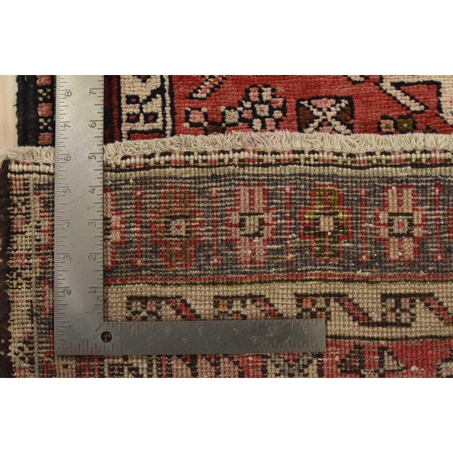 Karajeh Runner 3’2” X 10’2” Red Wool Semi-Antique Tribal Hand-Knotted Rug For Sale - Image 15 of 15