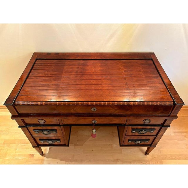 Traditional Late 18th Century Empire Roll Top Writing Desk in Nutwood For Sale - Image 3 of 18