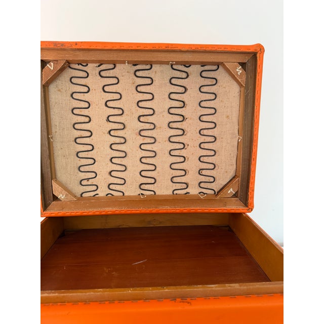 Vintage Orange Vinyl Storage Ottoman, Rectangular For Sale - Image 12 of 12