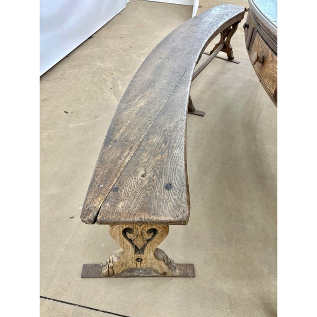 Brown 18th Century French Walnut Crescent Table and Two Benches For Sale - Image 8 of 12