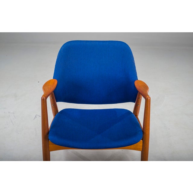 Mid-Century Modern Armchair in Blue and Teak by Alf Svensson for Dux, 1960s For Sale - Image 3 of 17