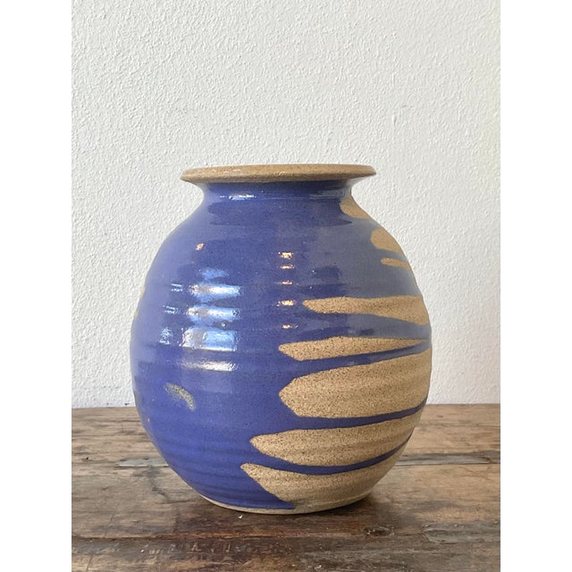 Contemporary Vintage Original Studio Pottery Drip Glaze Vase For Sale - Image 3 of 12