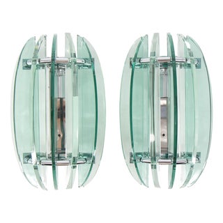 Glass Wall Lamps by Veca, 1970s, Set of 2 For Sale