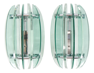 Glass Wall Lamps by Veca, 1970s, Set of 2