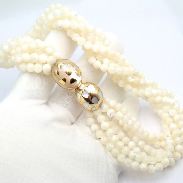 1980s 1980s Tiffany & Co. Angela Cummings Gold Mother of Pearl Bead Positive Torsade Necklace For Sale - Image 5 of 15