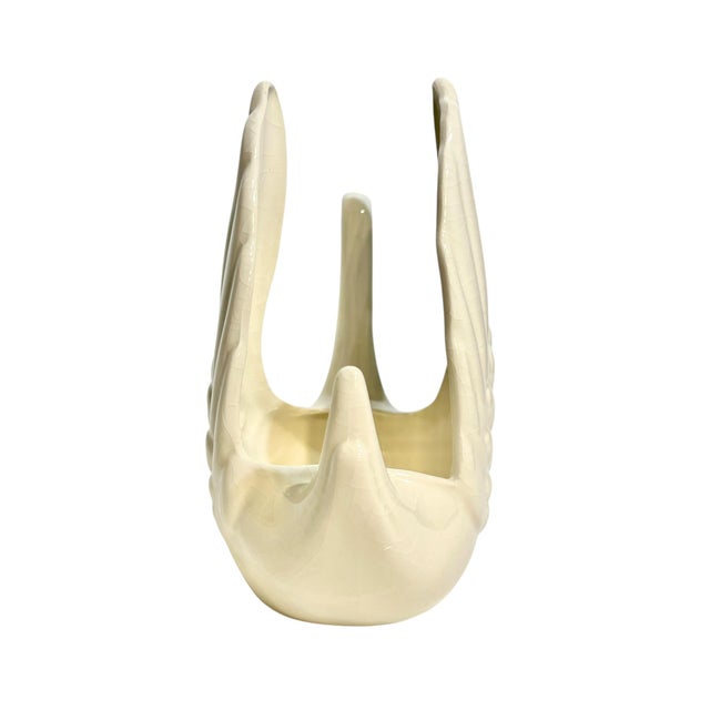 Ceramic Vintage Coastal Ceramic Swan Petite Vase or Catchall For Sale - Image 7 of 12