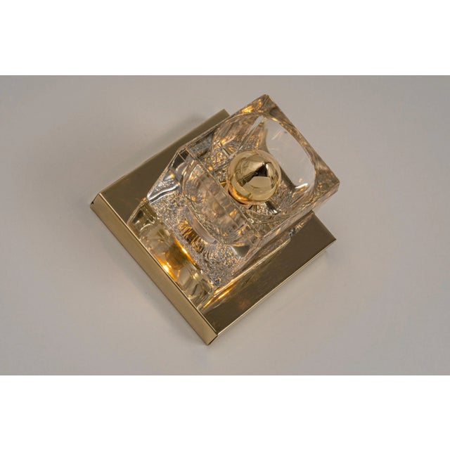 Glass Petite Crystal Glass & Brass Wall Sconce from Peill & Putzler, Germany, 1970s For Sale - Image 7 of 10