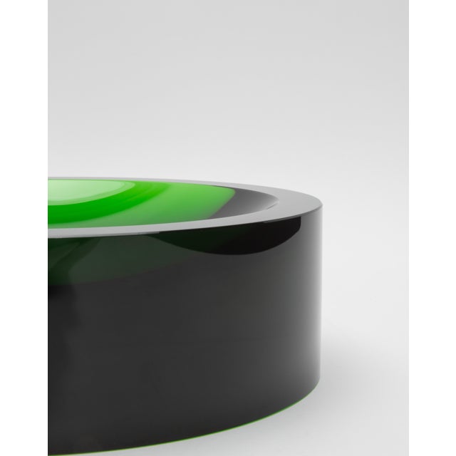 Green Crystal Convex Bowl by Ka Glass For Sale - Image 4 of 8