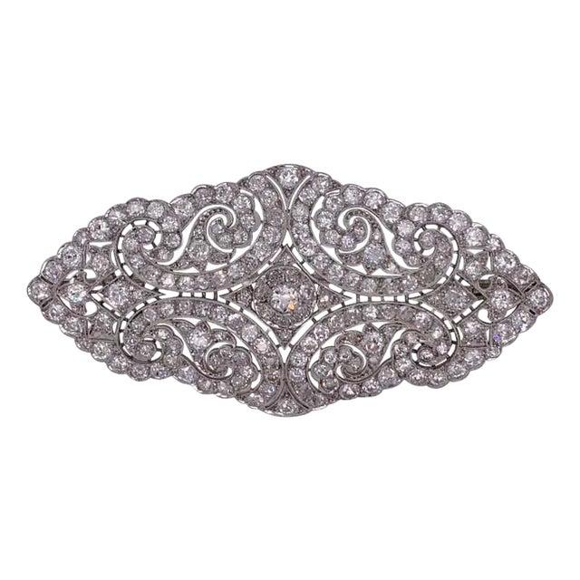 Vintage Diamond Cluster Brooch For Sale