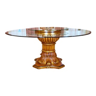 Round Dining Table with Gilded Carving and Rotating Center For Sale