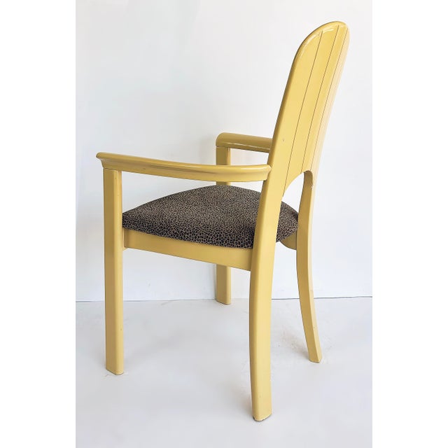 Wood Set of 4 Italian Lacquered Postmodern Armchairs, Animal Print Upholstery For Sale - Image 7 of 18