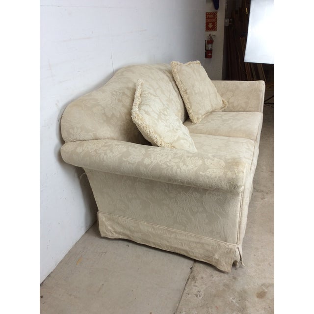 Vintage White Floral Loveseat With Throw Pillows For Sale - Image 10 of 18