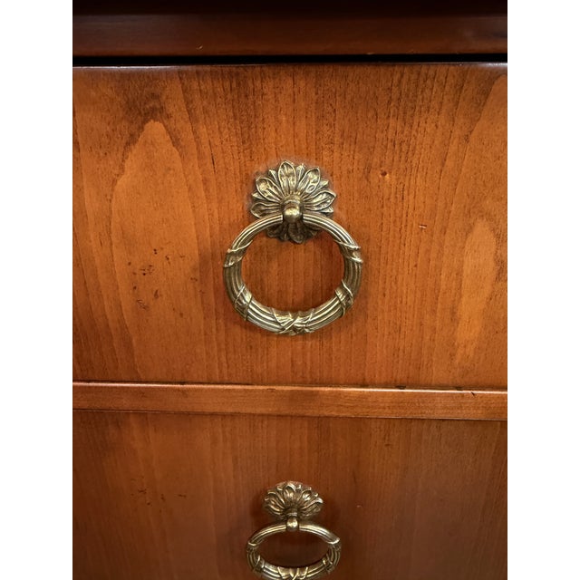 Mid-20th Century Baker Furniture Empire Cherry & Burl Wood Highboy Dresser For Sale - Image 9 of 12