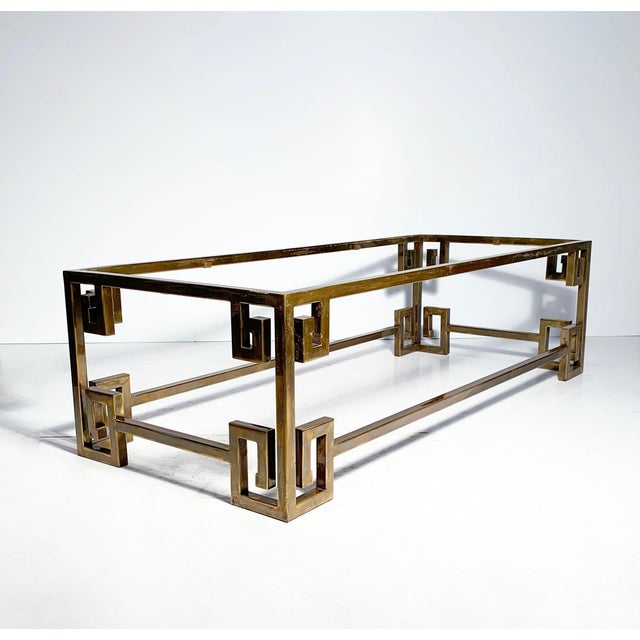 Mid-Century Modern Hollywood Regency Mastercraft Greek Key Brass Coffee Table For Sale - Image 3 of 6