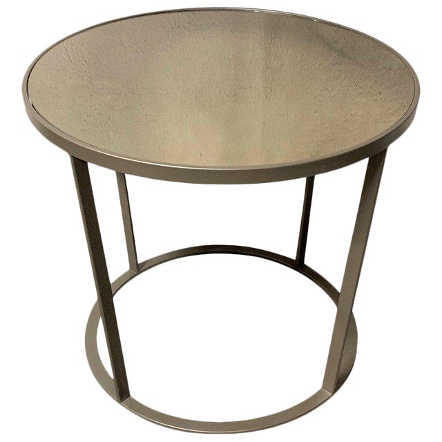New Coffee or Side Table in Champagne Color With Smoked Mirrored Glass Top For Sale