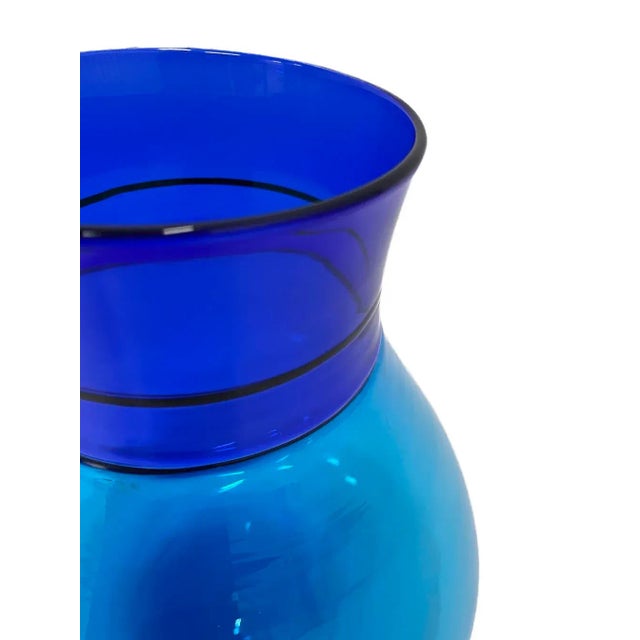 Venini Vintage Italian Venini Blue Glass Vase For Sale - Image 4 of 5