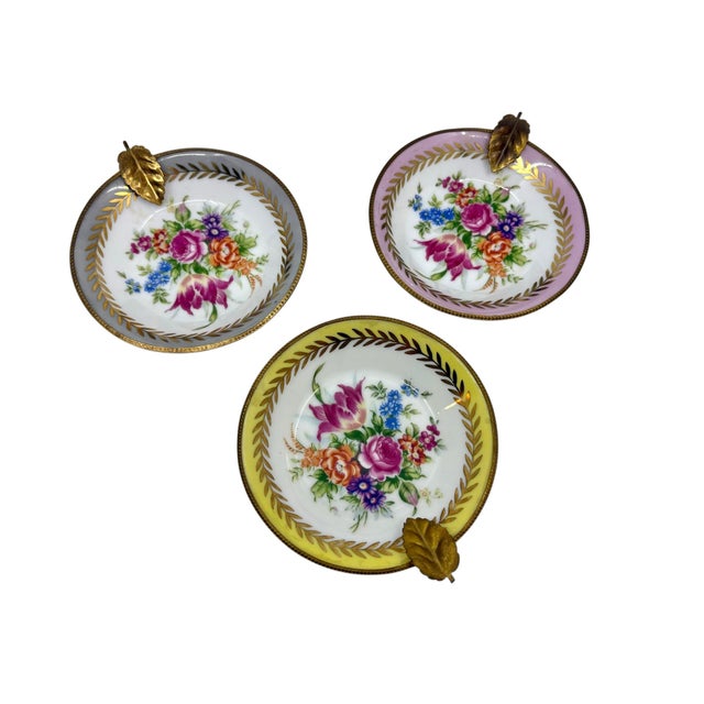 Lefton Antique Lefton Hand Painted Floral Saucers/ Wall Decor- A Set of 3 For Sale - Image 4 of 9