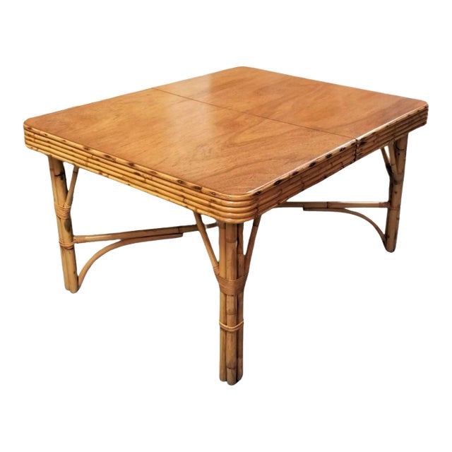 Restored Rattan 5-Strand Stacked Mahogany Dining Table With 5-Strand ...