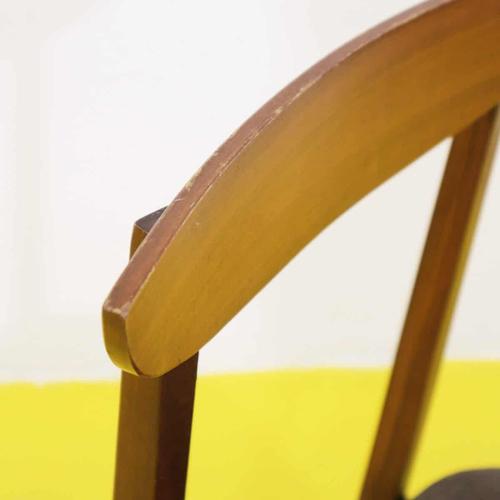 Wooden Chair with Brown Upholstered Seat For Sale - Image 3 of 11