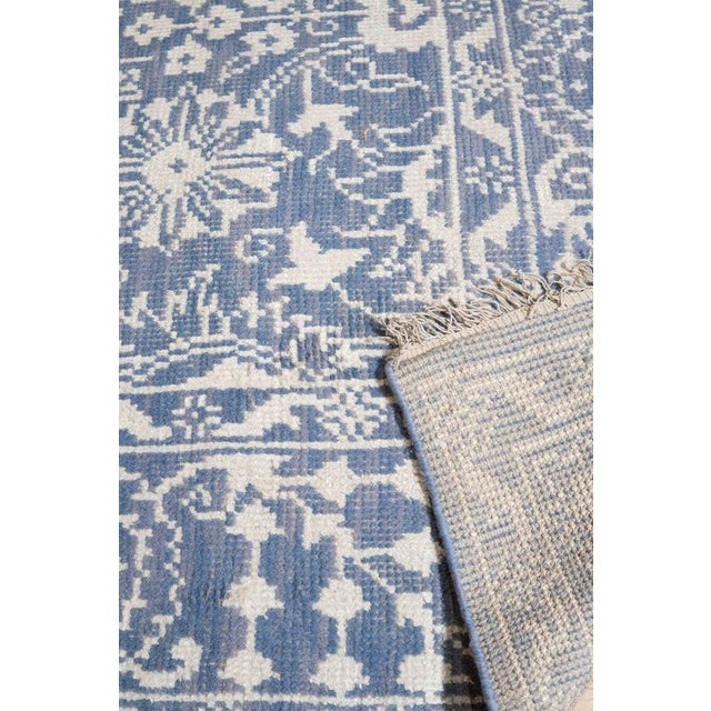9x12 Blue Hand-Knotted Wool Bamboo Silk Framed Floral Garden Geometric Carpet For Sale In New York - Image 6 of 13