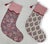 Handmade Pink Holiday Block Print Christmas Stockings, Set of 2 For Sale - Image 4 of 4