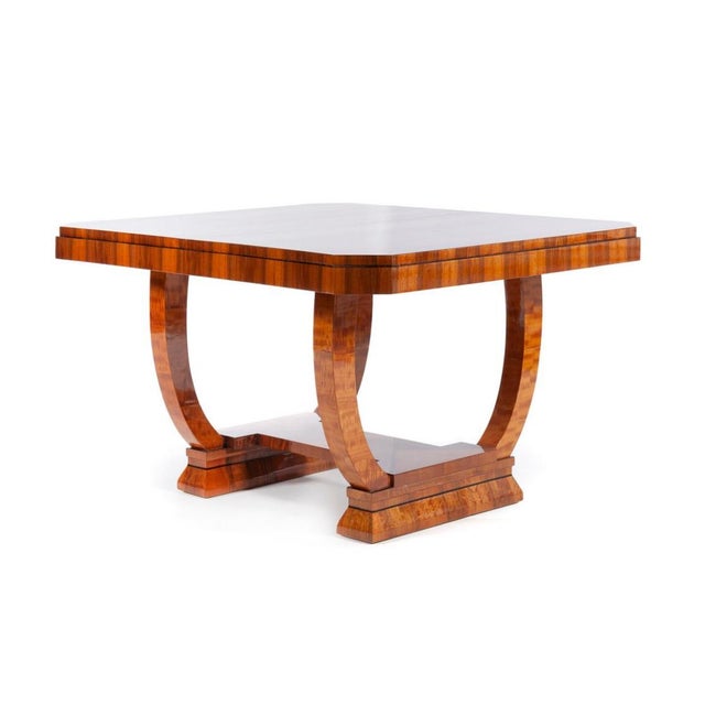 Art Deco Dining table set – France 20s-30s XX cent. 6 upholstered walnut chairs Inspired by Jules Leleu style Restored...