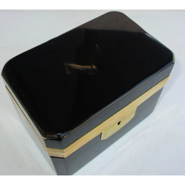 1900 - 1909 1900 Antique French Black Opaline Jewelry Casket For Sale - Image 5 of 8
