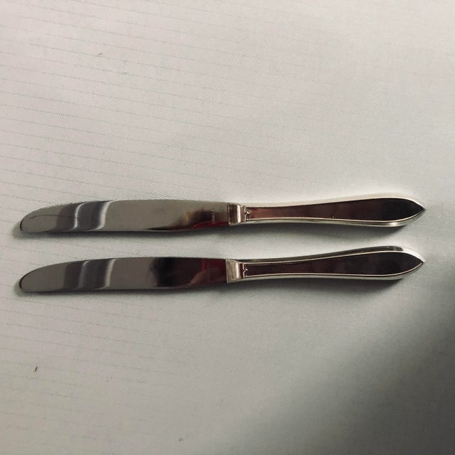 Mid-Century Modern Vintage Silver Plate Knives S/2 For Sale - Image 3 of 4