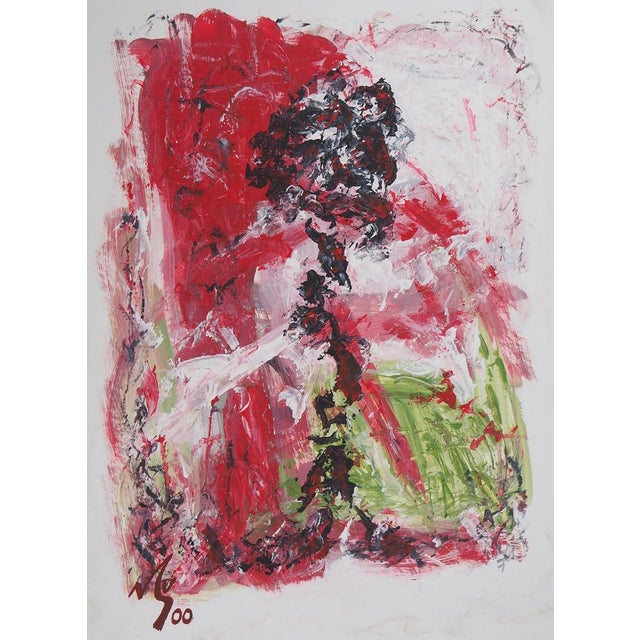 Michel Guignard, Silhouette dans un paysage fauve, 2000, Original Acrylic and Gouache For Sale - Image 5 of 7