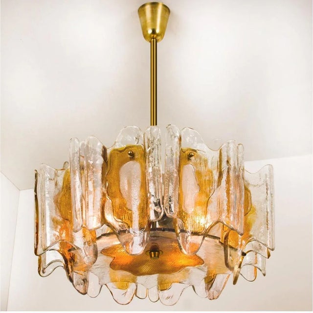 Crystal Glass Chandelier & Wall Lights by J.T. Kalmar, Set of 3 For Sale - Image 3 of 14