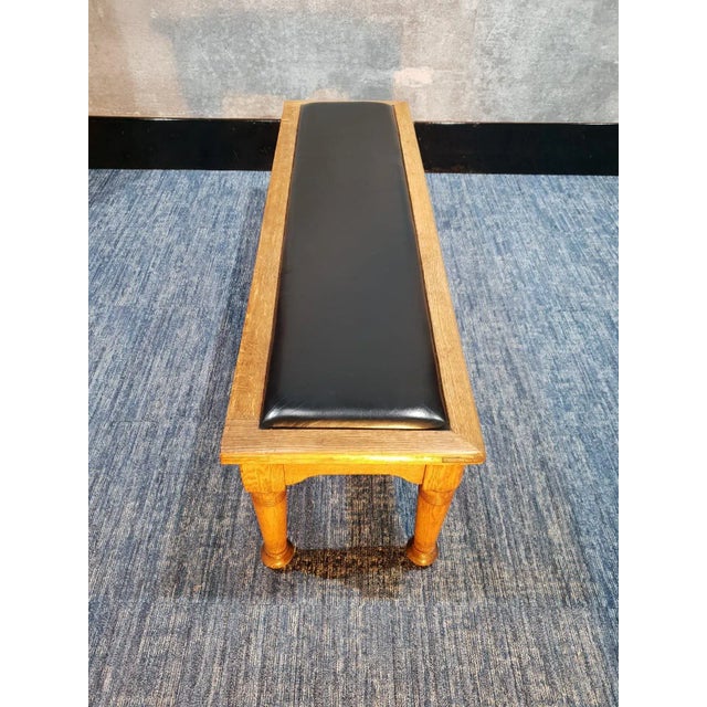 Antique Art Deco Oak Hall Bench For Sale - Image 5 of 11