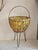 Mid-Century Modern Italian Rattan Sewing Basket with Batik Cotton Lining and Hairpin Legs, 1950s For Sale - Image 9 of 9