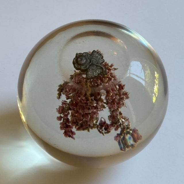 Mid-20th Century Floral Inclusion Resin Paperweight For Sale - Image 12 of 14