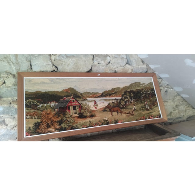 Large Scandinavian Style Framed Wall Tapestry, 1960s For Sale - Image 3 of 6