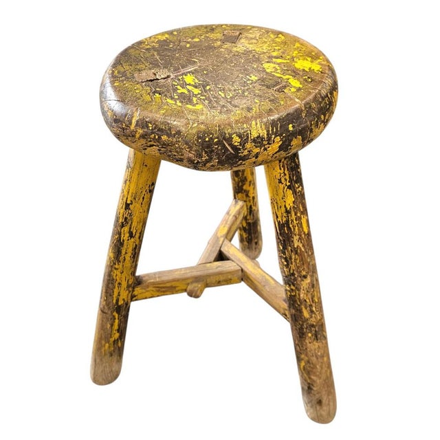 Primitive Wooden Tripod Stool / Height 52 Cm For Sale - Image 14 of 18