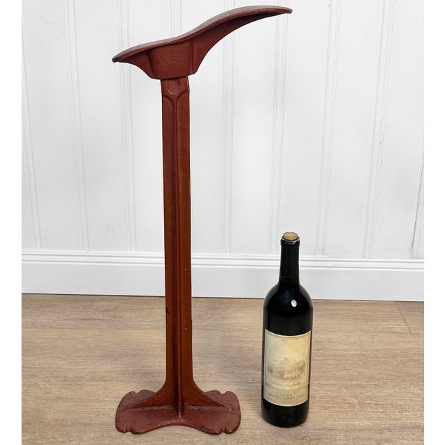 A Traditional Red Cast Iron Cobblers Anvil Stand, c. Late 19th Century - Marked "Warranted" - Original Red Finish with...