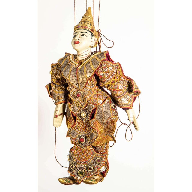 1950s Asian Handcrafted Wood Burmese String Opera Marionette Wall Decor For Sale - Image 13 of 17