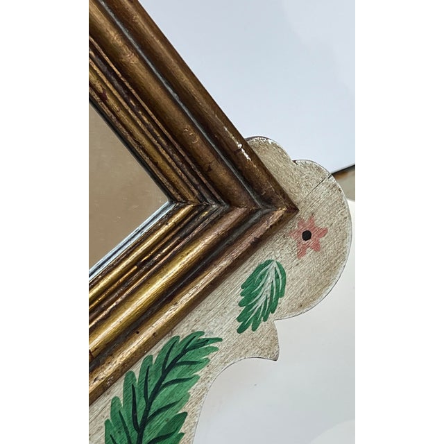 Vintage Hand-Painted Tole Fruit Basket Carved Wood Wall Mirror With Gilt Frame – Italian/Folk Art Cottage Style For Sale - Image 11 of 12