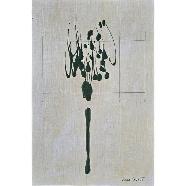 Paper Set of 6 - One-of-a-Kind Dark Green Botanical Organic Modern Original Oil Paintings / Herbarium / Floral / Earth Tones For Sale - Image 7 of 12