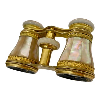 Vintage Mother of Pearl Brass Lemaire of Paris Opera Glasses For Sale