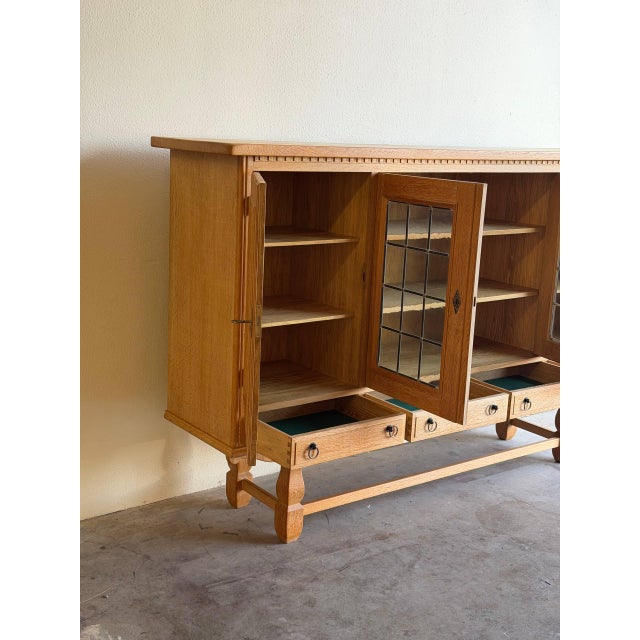 Danish Carved Oak Brutalist Sideboard by Henning Kjærnulf – Mid-Century Modern Credenza For Sale - Image 9 of 10