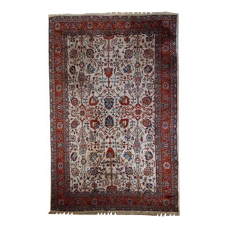 1950s Handmade Persian Mashad Rug For Sale