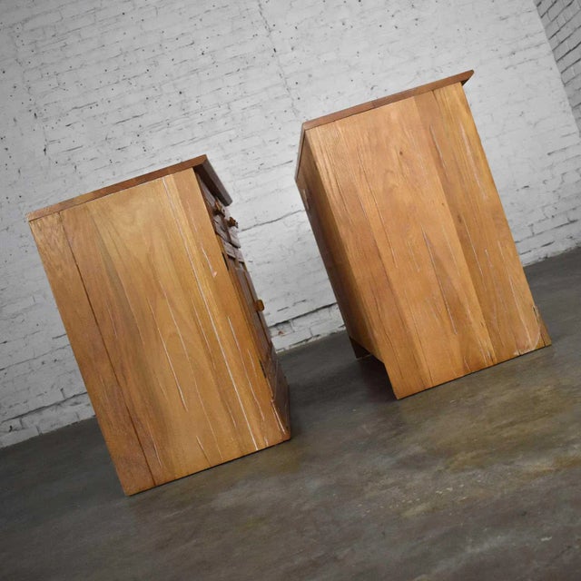 Cabin Mid 20th Century Rustic Small Credenzas or Buffet Cabinets Ranch Oak by A. Brandt Company, a Pair For Sale - Image 3 of 13
